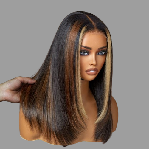 Limited Design | Luxurious Combo Color Highlights Silky Layered Cut Glueless 5x5 Closure HD Lace Long Wig #RHS.