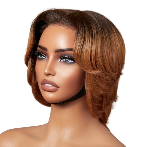 1 SEC INSTALL WIG | Elegant Boss Vibe Short Pixie Cut Ombre Brown Glueless Minimalist HD Lace Wig Ready to Go #.RHS